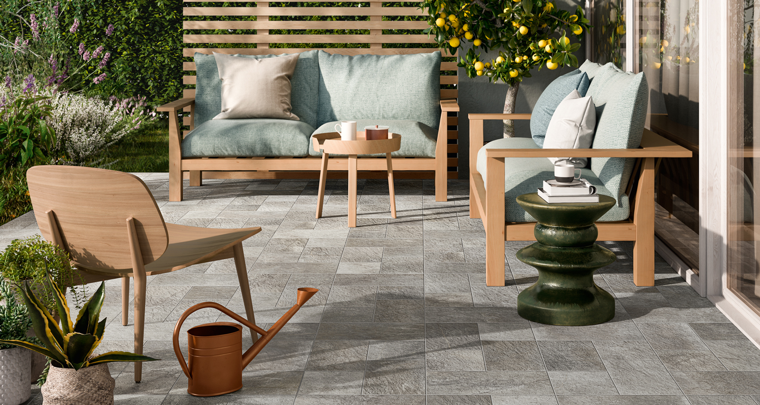 Outdoor living rooms with Panaria Ceramica